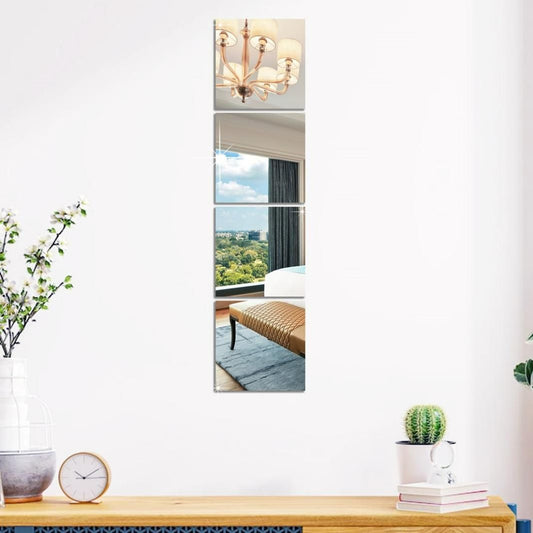 4 Big Square Silver 3D Mirror Wall